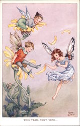 Fairy children on flowers Postcard