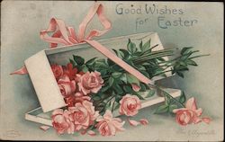 Box of Pink Easter Flowers Postcard