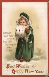 Young Girl With Fur Muff Children Postcard Postcard Postcard