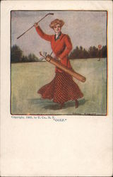 Woman Golfer Women Postcard Postcard Postcard