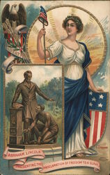 Abraham Lincoln Presenting the Proclamation of Freedom to a Slave Postcard