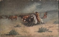 Stampede of Cattle Postcard