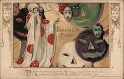 Hallowe'en Faces! Halloween Postcard Postcard Postcard