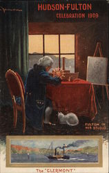 Hudson-Fulton Celebration 1909: Fulton in His Studio Postcard