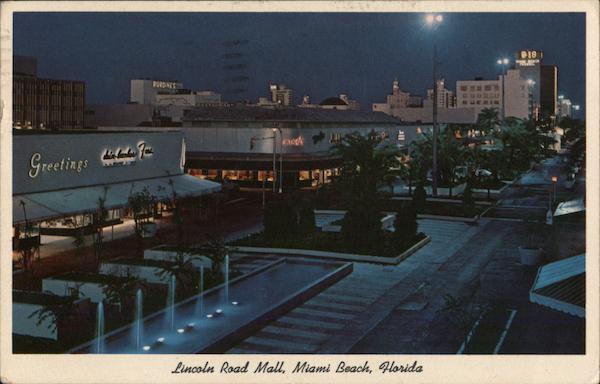 Night View of Lincoln Road Mall Miami Beach Florida