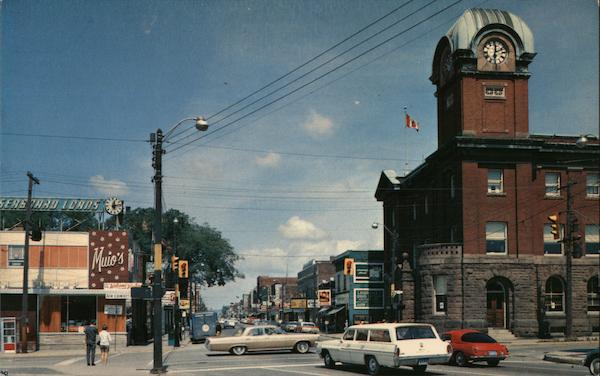 Queen Street Looking West Down Main Thoroughfare Sault Ste Marie PQ Canada
