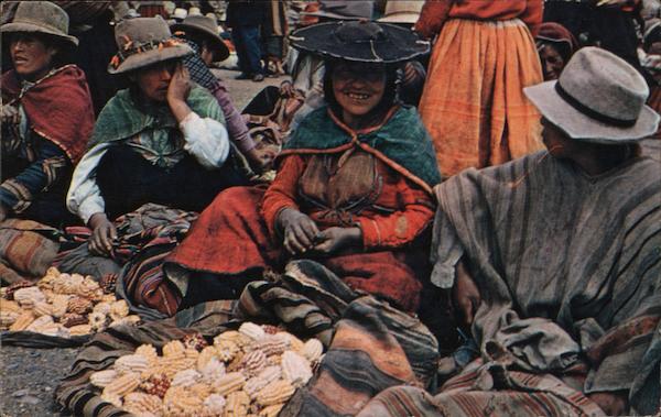Typical Indian Market of Pisac Cuzco Peru