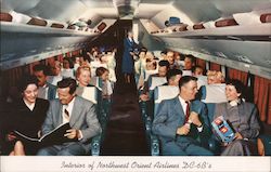 Interior of Northwest Orient Airlines DC-6B's Aircraft Postcard Postcard Postcard