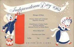 United Airlines Menu, Independence Day 1962 Postcard
