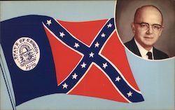 Georgia Governor Lester Maddox and the Georgia Flag Postcard Postcard Postcard