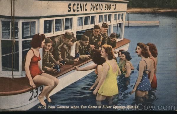 Scenic Photo Sub No. 3 with Soldiers and Girls Silver Springs Florida