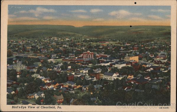 Bird-Eye View of Clearfield Pennsylvania Postcard