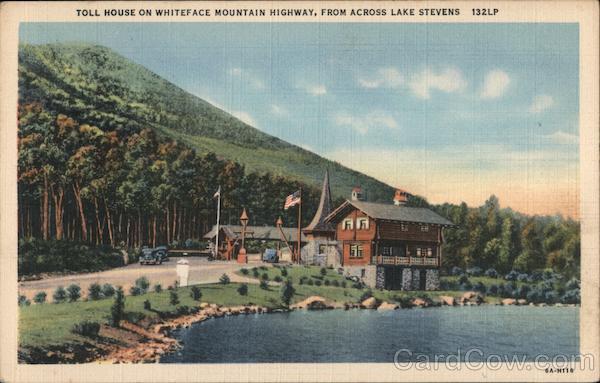 Toll house on Whiteface Mountain Highway, from across Lake Stevens Wilmington New York