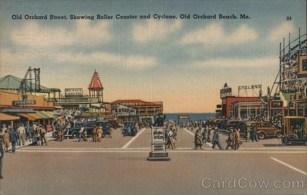 Old Orchard Street, Showing Roller Coaster and Cyclone Old Orchard Beach Maine