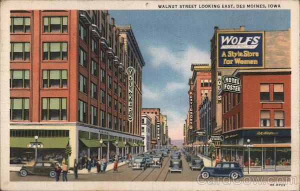 Walnut Street Looking East Des Moines Iowa