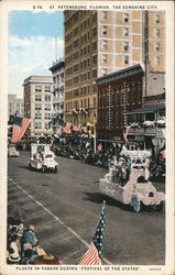 Floats in Parade During "Festival of the States", The Sunshine City Postcard