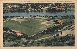 Aerial View if Stadium and Grand Stand at Carson Park Postcard