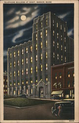 Telephone Building at Night Bangor, ME Postcard Postcard Postcard