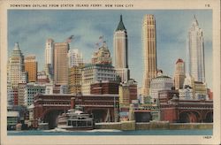Downtown Skyline from Staten Island Ferry Postcard