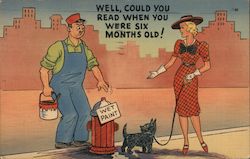 Dog Peeing on Fire Hydrant Comic, Funny Postcard Postcard Postcard