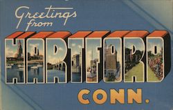 Greetings from Hartford, Conn. Postcard