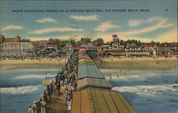 Where Folks Enjoy Themselves at Pier and White Way Postcard