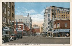 San Antonio Street, Looking West El Paso, TX Postcard Postcard Postcard