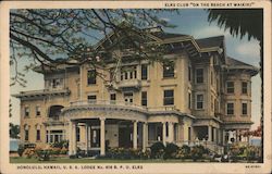 Elks Club "On the beach at Waikiki" Postcard