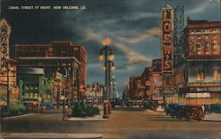 Canal Street at Night Postcard