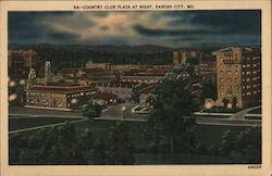 Country Club Plaza at Night Postcard