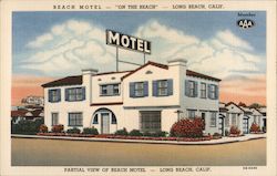 Partial View of Beach Motel - "On The Beach" Postcard