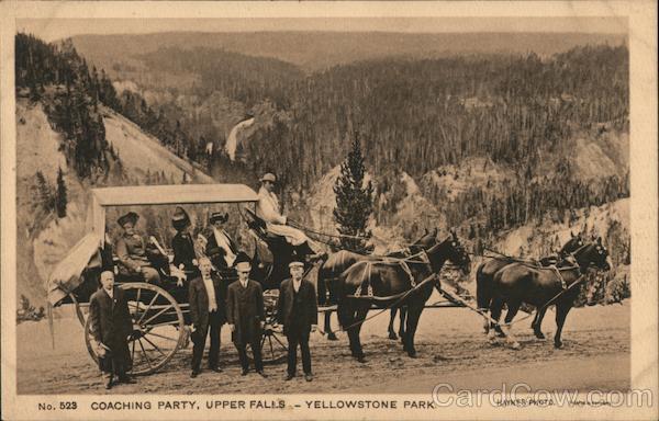 Coaching Party, Upper Falls - Yellowstone Park Yellowstone National Park