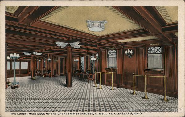 The Lobby, Main Deck of the Great Ship Seeandbee, C. & B. Line Cleveland Ohio