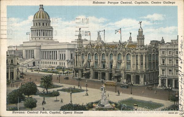 Central Park, Capitol, Opera House Havana Cuba