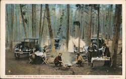A Yellowstone Public Automobile Camp, Yellowstone Park Postcard