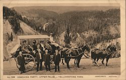 Coaching Party, Upper Falls - Yellowstone Park Postcard