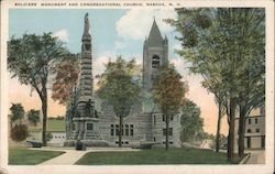 Soldiers' Monument and Congregational Church Nashua, NH Postcard Postcard Postcard