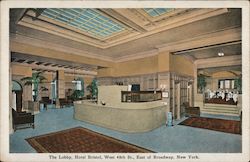 The Lobby, Hotel Bristol, West 48th St. East of Broadway Postcard
