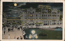 North End Hotel and Boardwalk by Night Postcard