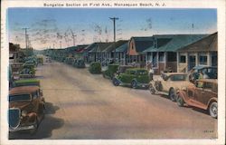 Bungalow Section on First Ave. Manasquan Beach Postcard