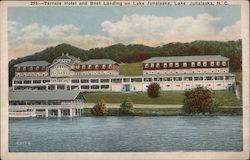 Terrace Hotel and Boat Landing on Lake Junalaska Postcard