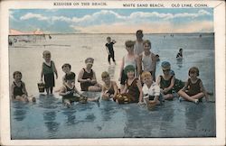 Kiddies on the Beach - White Sand Beach Old Lyme, CT Postcard Postcard Postcard