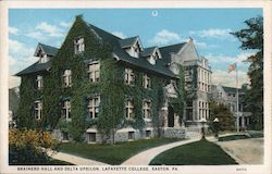Brainerd Hall and Delta Upsilon, Lafayette College Postcard
