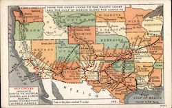 Map of the Santa Fe Railroad Postcard