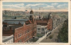 Bird's Eye View from Hotel Leeland Danville, VA Postcard Postcard Postcard