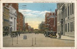 Corner Main and Market Streets Postcard