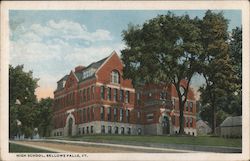 High School, Bellows Falls Vermont Postcard Postcard Postcard