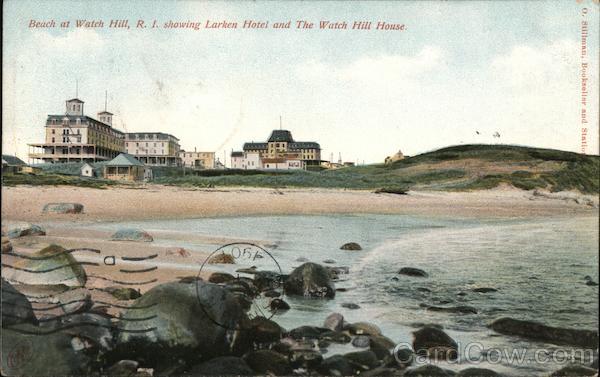 Beach Showing Larken Hotel and The Watch Hill House Rhode Island