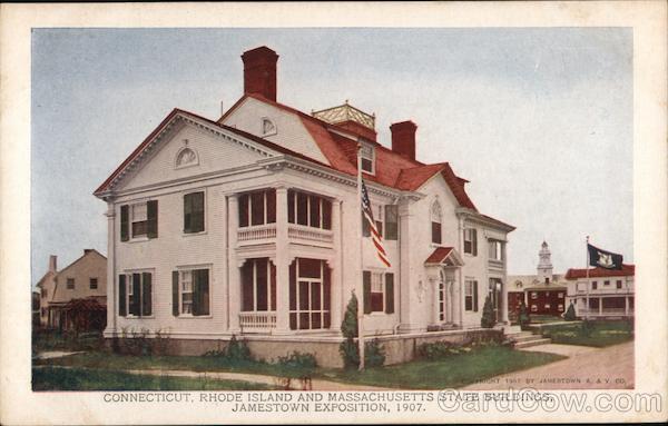 Connecticut, Rhode Island and Massachusetts State Buildings, Jamestown Exposition 1907 Virginia