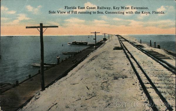 Florida East Coast Railway, Key West Extension, Side View of Fill Running To Sea Keys